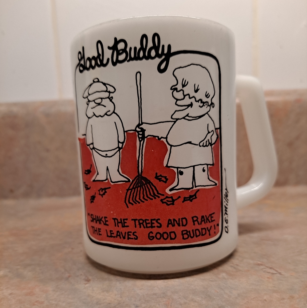 Vintage Federal Milk Glass - 1976 O.E. Miller Good CB Buddy Coffee Mug